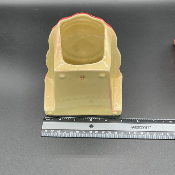 Vintage Shawnee Pottery Mantle Clock USA 530 Set of Two Hanging Wall Planters - Picture 12 of 14